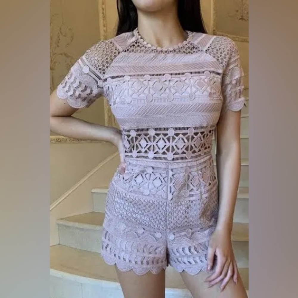 Saylor Blush Lace Romper small